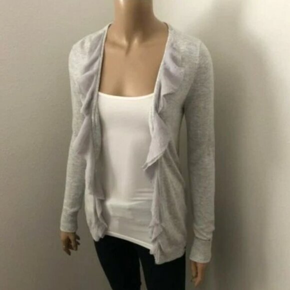 Hollister Womens Ruffle Cascade Cardigan Size Small Sweater Gray Sweater - Picture 2 of 4